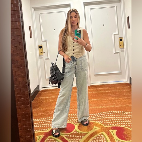 NWT Free People Palmer Wide Leg Cuffed Jeans Denim Sz 28 - Picture 9 of 14